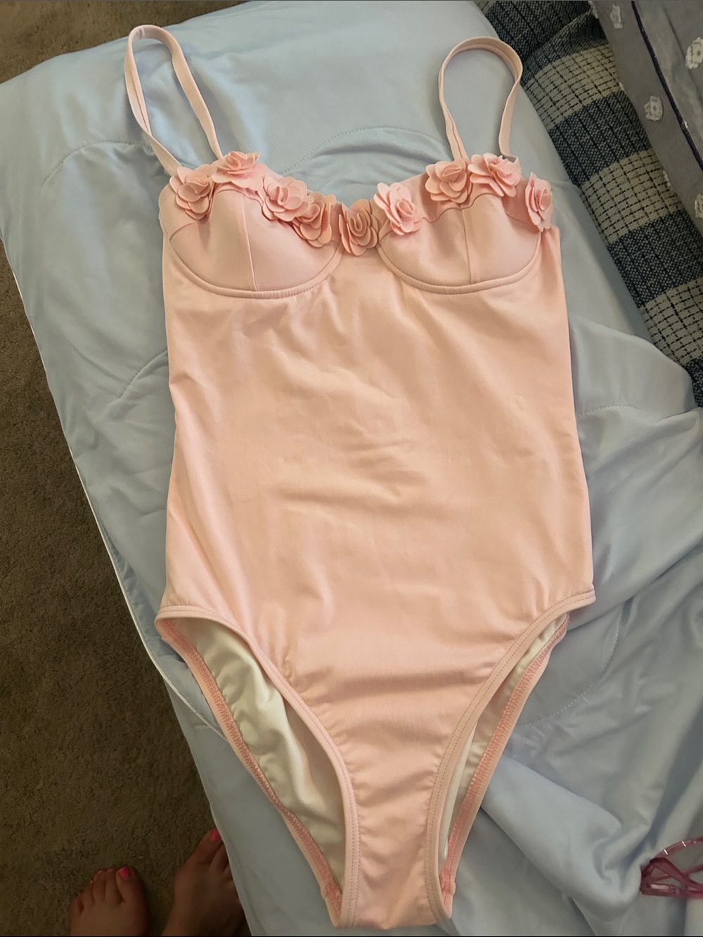 Kate spade ♠️ Pink Floral Trim One-Piece Swimsuit